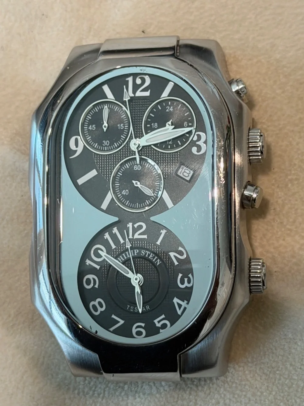 2 Philip Stein Chronograph dual dial watches
